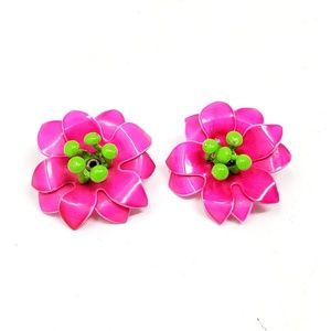 Vintage Pink Flower Earrings